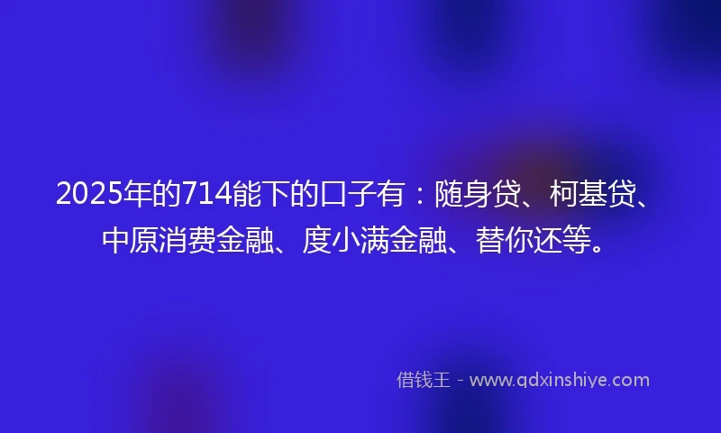 2025年的714能下的口子有：随身贷、柯基贷、中原消费金融、度小满金融、替你还等。