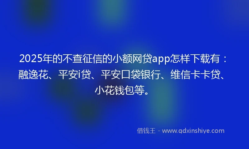 2025年的不查征信的小额网贷app怎样下载有：融逸花、平安i贷、平安口袋银行、维信卡卡贷、小花钱包等。