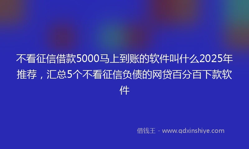 不看征信借款5000马上到账的软件叫什么2025年推荐,汇总5个不看征信负债的网贷百分百下款软件