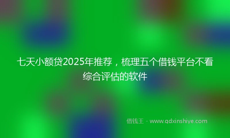 七天小额贷2025年推荐，梳理五个借钱平台不看综合评估的软件