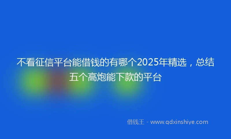 不看征信平台能借钱的有哪个2025年精选，总结五个高炮能下款的平台