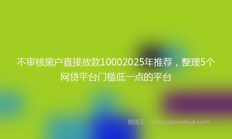 不审核黑户直接放款10002025年推荐，整理5个网贷平台门槛低一点的平台