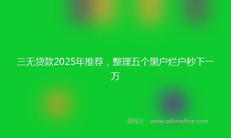 三无贷款2025年推荐,整理五个黑户烂户秒下一万