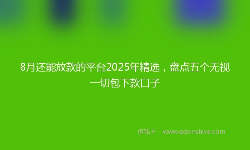 8月还能放款的平台2025年精选,盘点五个无视一切包下款口子