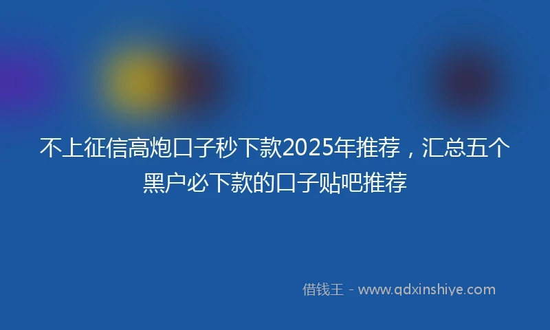 不上征信高炮口子秒下款2025年推荐，汇总五个黑户必下款的口子贴吧推荐