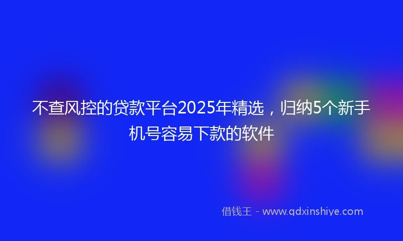 不查风控的贷款平台2025年精选，归纳5个新手机号容易下款的软件