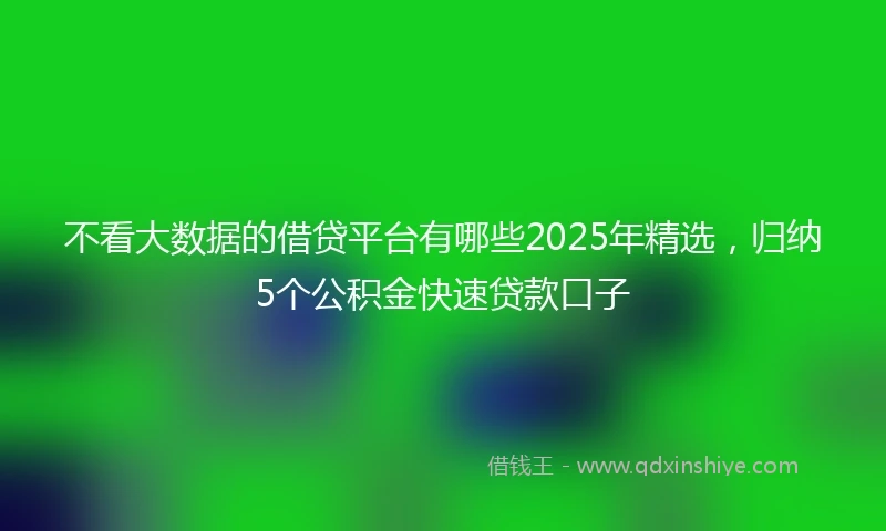 不看大数据的借贷平台有哪些2025年精选，归纳5个公积金快速贷款口子