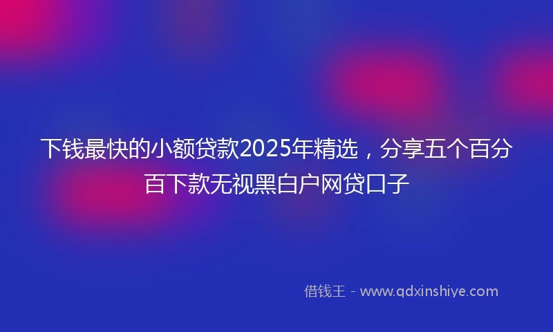 下钱最快的小额贷款2025年精选，分享五个百分百下款无视黑白户网贷口子