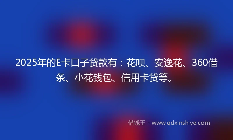 2025年的E卡口子贷款有：花呗、安逸花、360借条、小花钱包、信用卡贷等。