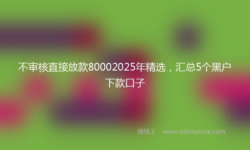 不审核直接放款80002025年精选，汇总5个黑户下款口子