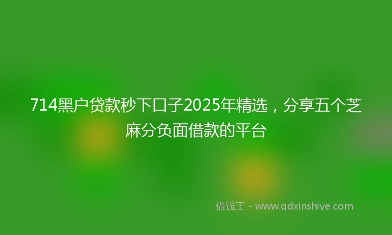 714黑户贷款秒下口子2025年精选，分享五个芝麻分负面借款的平台