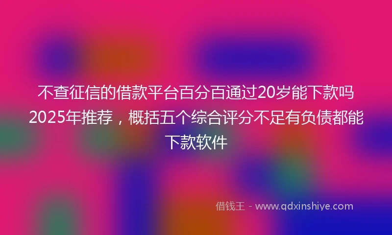 不查征信的借款平台百分百通过20岁能下款吗2025年推荐，概括五个综合评分不足有负债都能下款软件
