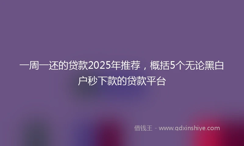 一周一还的贷款2025年推荐，概括5个无论黑白户秒下款的贷款平台