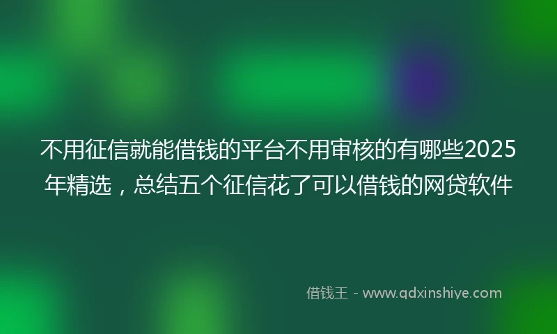 不用征信就能借钱的平台不用审核的有哪些2025年精选，总结五个征信花了可以借钱的网贷软件