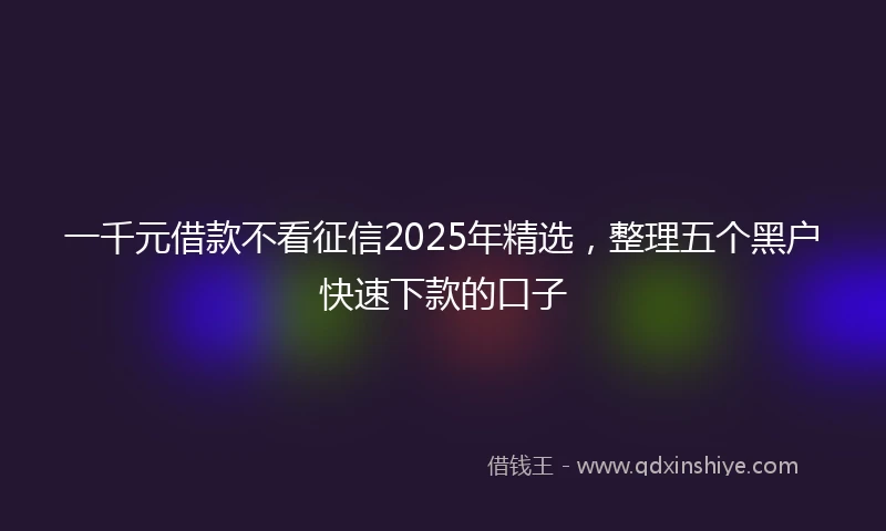 一千元借款不看征信2025年精选，整理五个黑户快速下款的口子