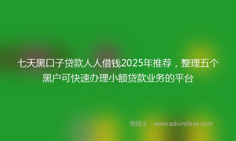 七天黑口子贷款人人借钱2025年推荐，整理五个黑户可快速办理小额贷款业务的平台