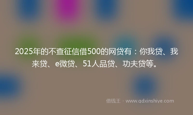 2025年的不查征信借500的网贷有:你我贷、我来贷、e微贷、51人品贷、功夫贷等。