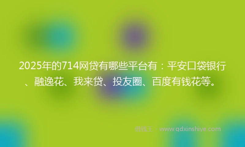 2025年的714网贷有哪些平台有：平安口袋银行、融逸花、我来贷、投友圈、百度有钱花等。