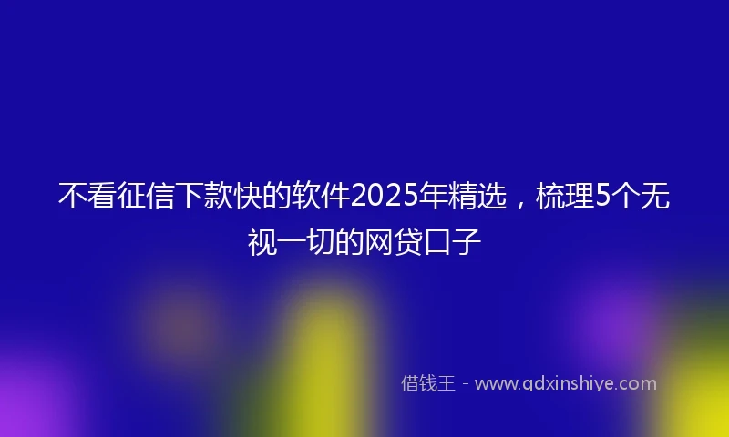 不看征信下款快的软件2025年精选，梳理5个无视一切的网贷口子