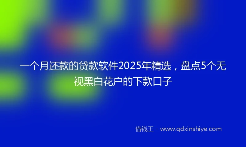 一个月还款的贷款软件2025年精选，盘点5个无视黑白花户的下款口子