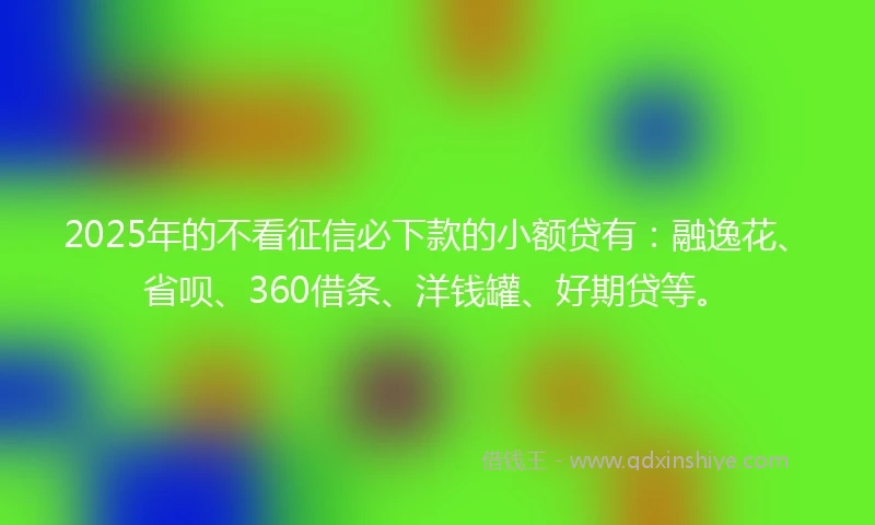 2025年的不看征信必下款的小额贷有：融逸花、省呗、360借条、洋钱罐、好期贷等。