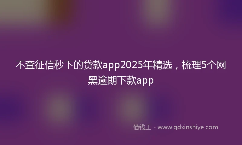不查征信秒下的贷款app2025年精选，梳理5个网黑逾期下款app