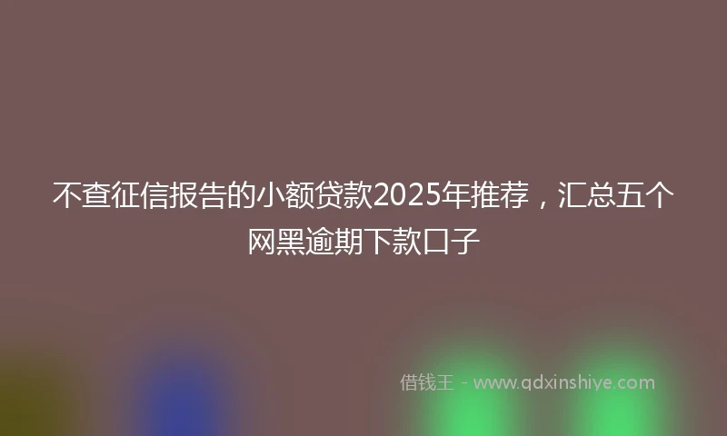 不查征信报告的小额贷款2025年推荐，汇总五个网黑逾期下款口子