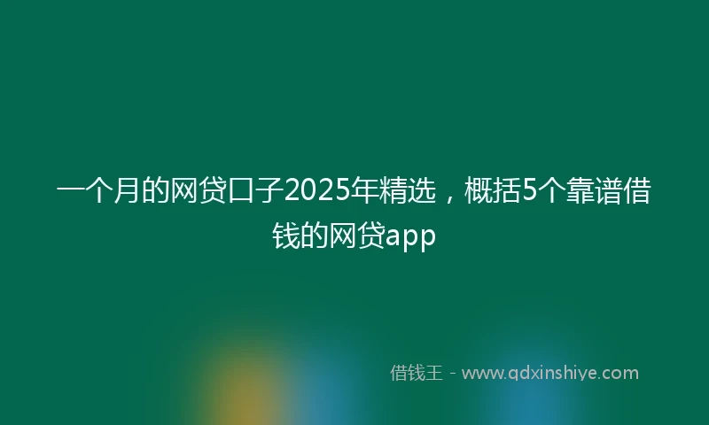 一个月的网贷口子2025年精选，概括5个靠谱借钱的网贷app