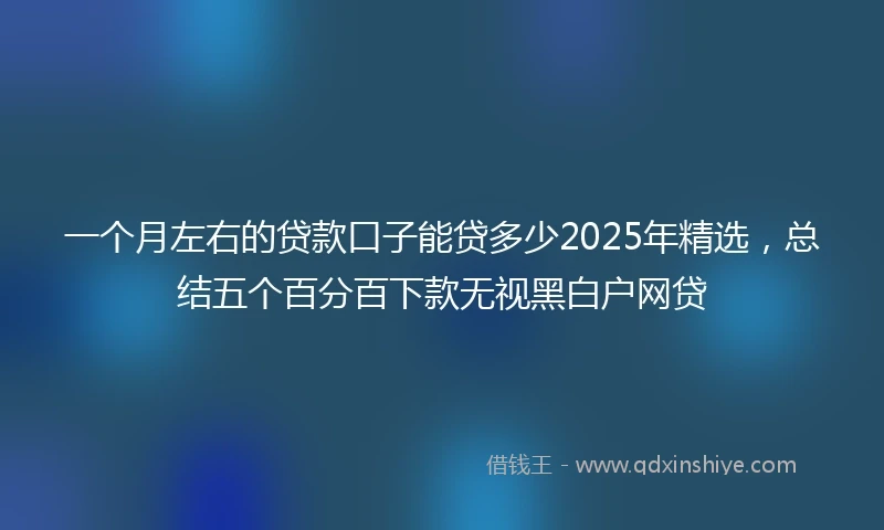 一个月左右的贷款口子能贷多少2025年精选，总结五个百分百下款无视黑白户网贷