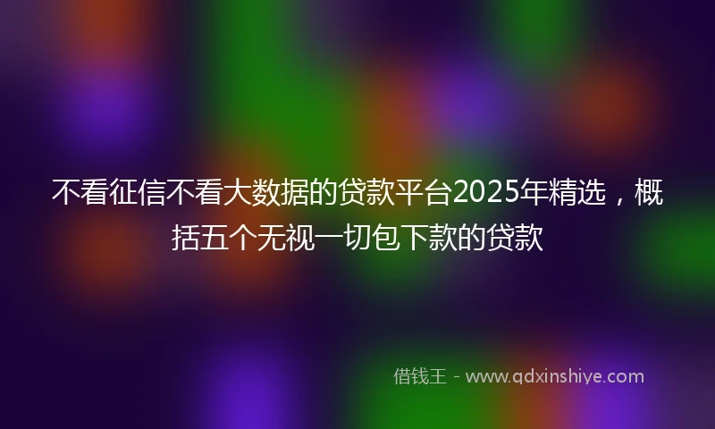 不看征信不看大数据的贷款平台2025年精选，概括五个无视一切包下款的贷款