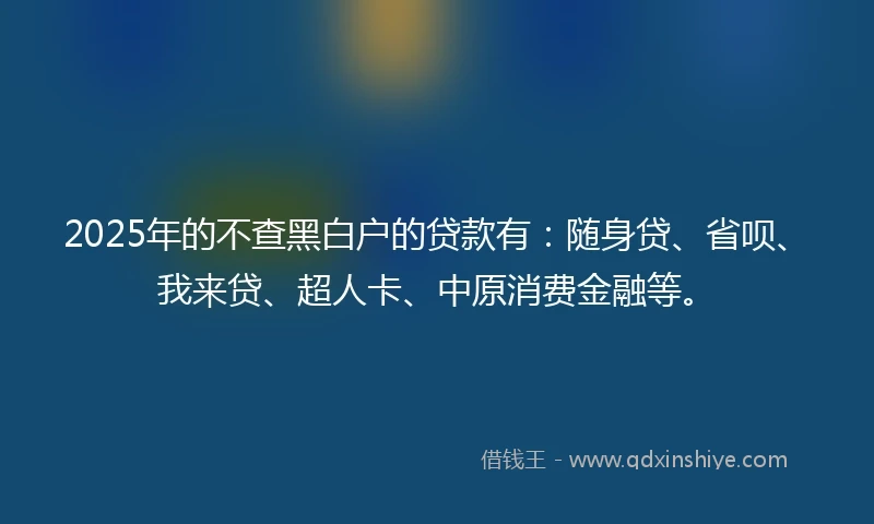 2025年的不查黑白户的贷款有：随身贷、省呗、我来贷、超人卡、中原消费金融等。