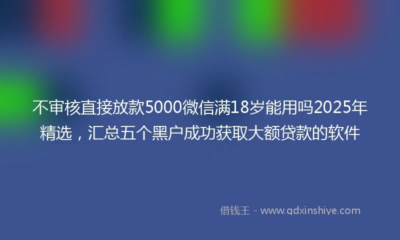 不审核直接放款5000微信满18岁能用吗2025年精选，汇总五个黑户成功获取大额贷款的软件