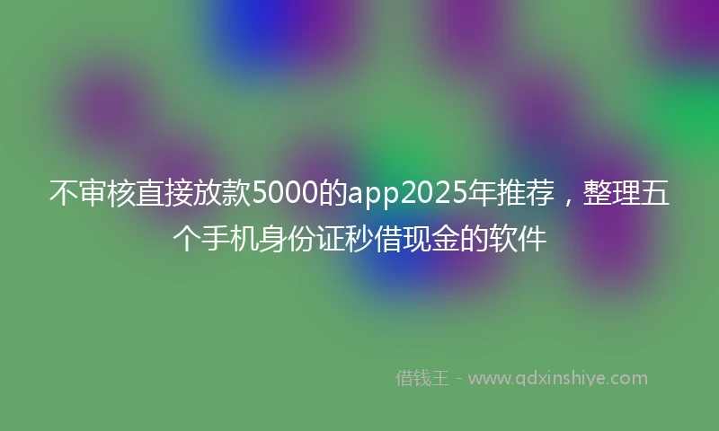 不审核直接放款5000的app2025年推荐，整理五个手机身份证秒借现金的软件