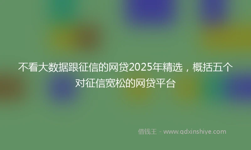 不看大数据跟征信的网贷2025年精选，概括五个对征信宽松的网贷平台