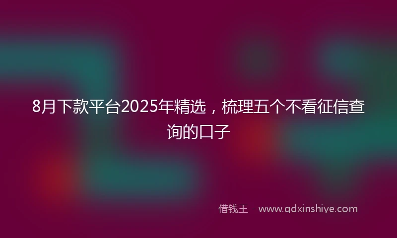 8月下款平台2025年精选，梳理五个不看征信查询的口子