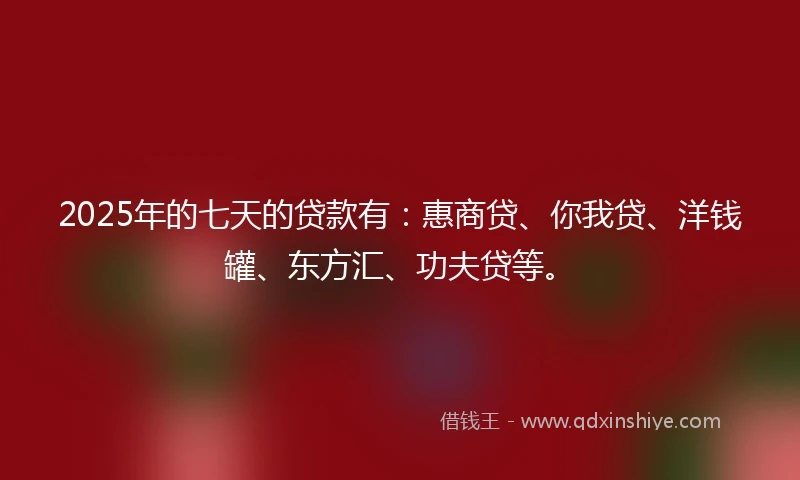 2025年的七天的贷款有：惠商贷、你我贷、洋钱罐、东方汇、功夫贷等。