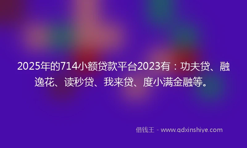2025年的714小额贷款平台2023有：功夫贷、融逸花、读秒贷、我来贷、度小满金融等。