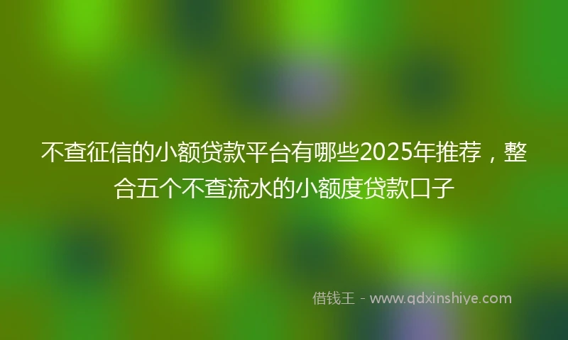 不查征信的小额贷款平台有哪些2025年推荐，整合五个不查流水的小额度贷款口子