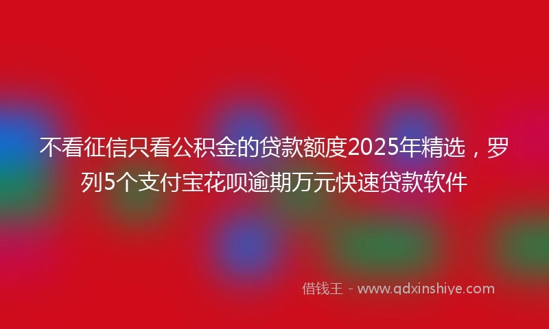 不看征信只看公积金的贷款额度2025年精选，罗列5个支付宝花呗逾期万元快速贷款软件