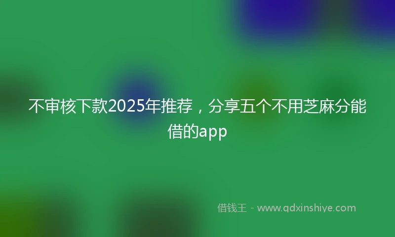 不审核下款2025年推荐，分享五个不用芝麻分能借的app