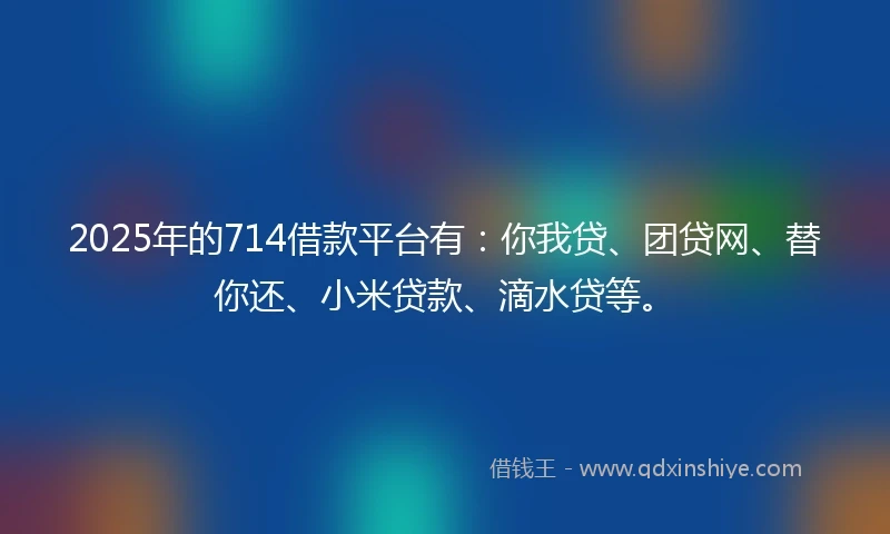 2025年的714借款平台有：你我贷、团贷网、替你还、小米贷款、滴水贷等。