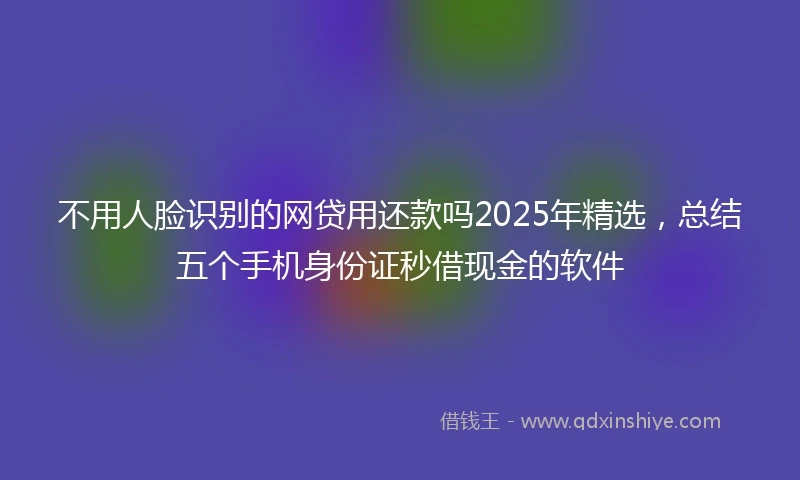 不用人脸识别的网贷用还款吗2025年精选，总结五个手机身份证秒借现金的软件
