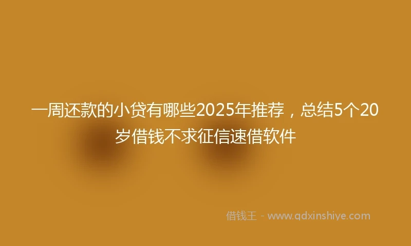 一周还款的小贷有哪些2025年推荐，总结5个20岁借钱不求征信速借软件