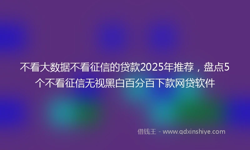 不看大数据不看征信的贷款2025年推荐，盘点5个不看征信无视黑白百分百下款网贷软件