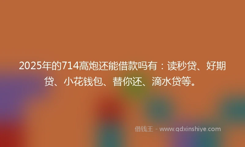 2025年的714高炮还能借款吗有：读秒贷、好期贷、小花钱包、替你还、滴水贷等。