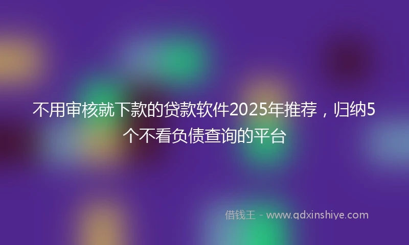 不用审核就下款的贷款软件2025年推荐，归纳5个不看负债查询的平台