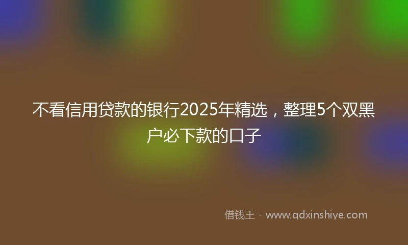 不看信用贷款的银行2025年精选，整理5个双黑户必下款的口子