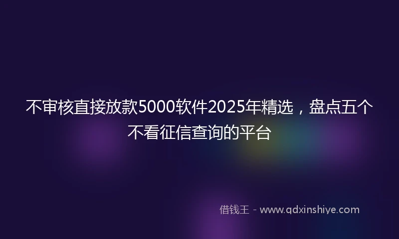 不审核直接放款5000软件2025年精选，盘点五个不看征信查询的平台