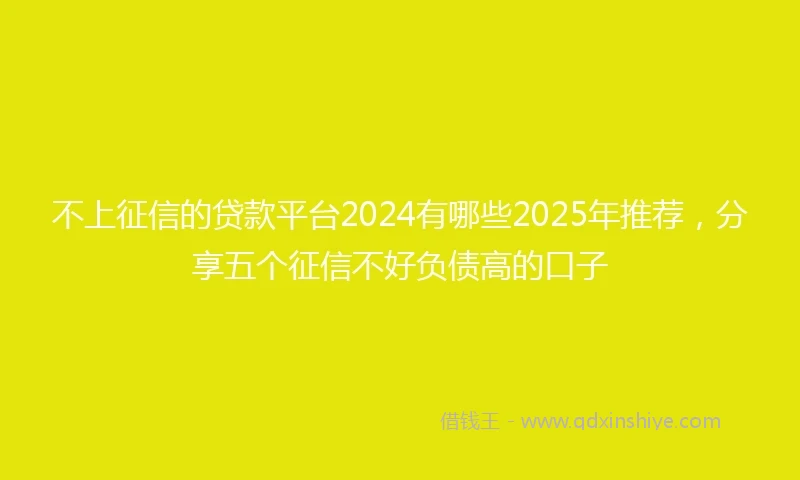 不上征信的贷款平台2024有哪些2025年推荐，分享五个征信不好负债高的口子