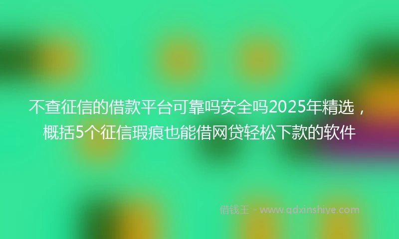 不查征信的借款平台可靠吗安全吗2025年精选，概括5个征信瑕疵也能借网贷轻松下款的软件